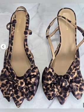 Ann Taylor Leopard Print Slingback Bow Heels - Brown